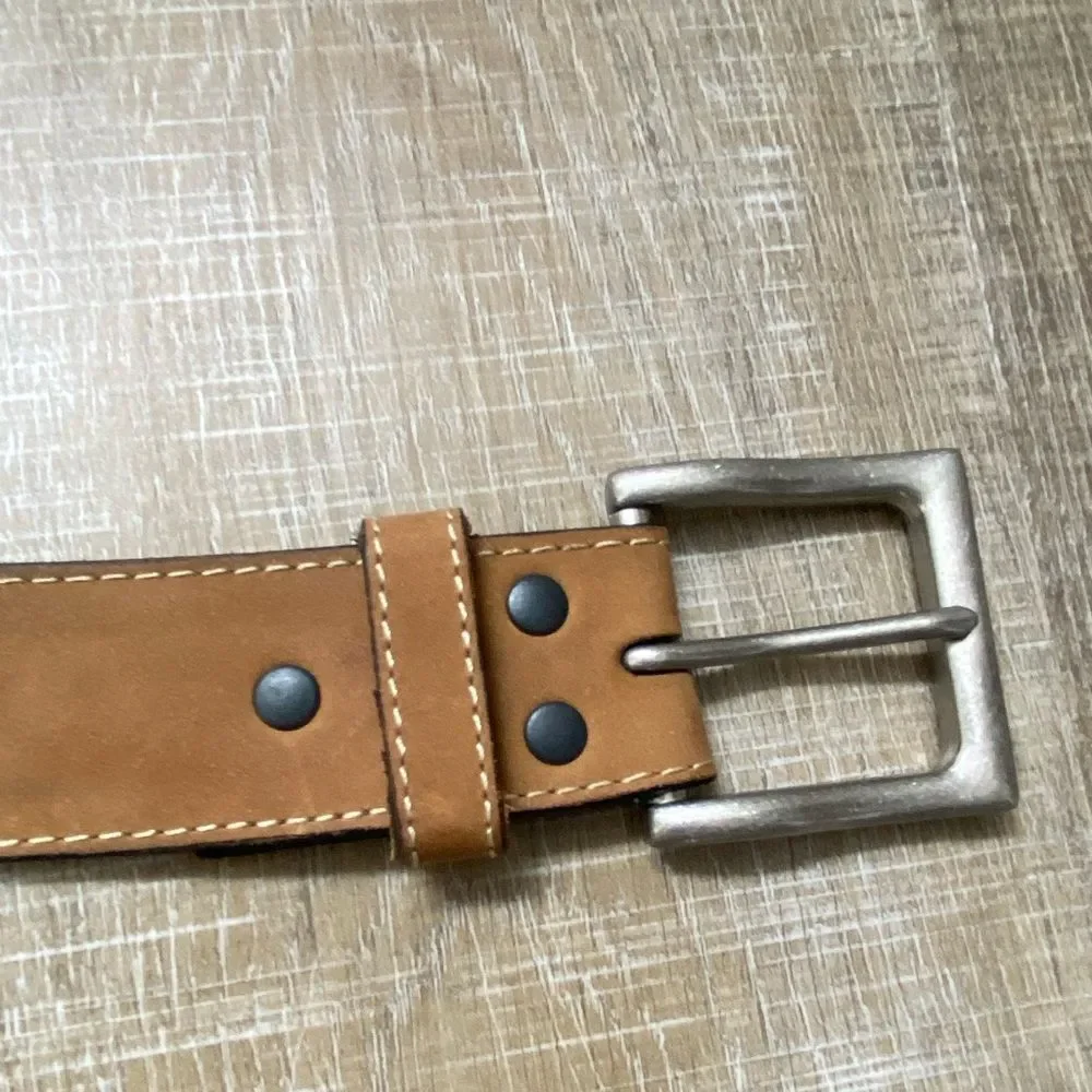 Bay Apache Brown Tan Leather Stitched Western Belt Mens Size 46 Rodeo Boho Retro